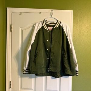 Hunter Green and White Varsity Jacket style Windbreaker